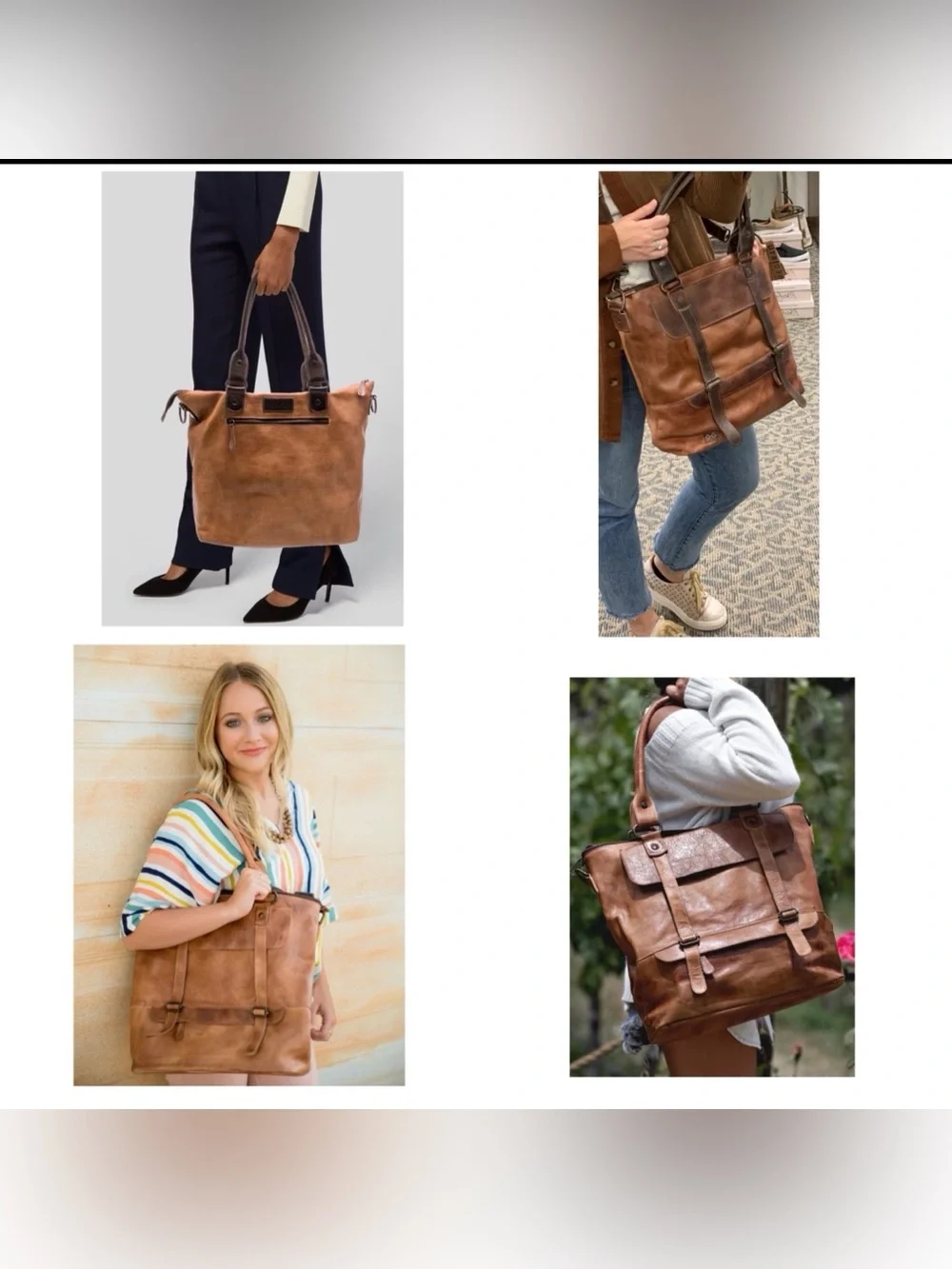 Bed Stu Two-Tone Brown Leather Tote